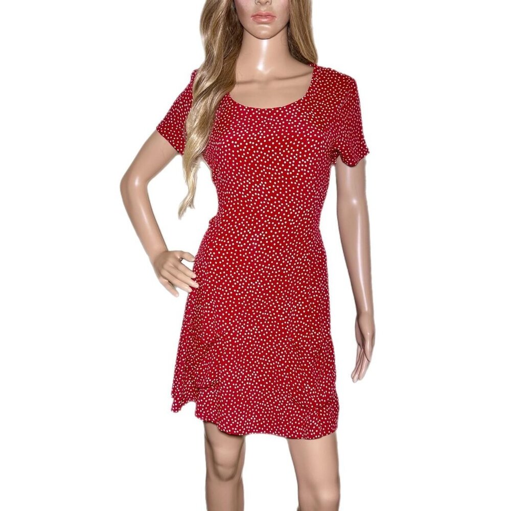 Vintage 90’s Betsey Johnson Red & White Polka Dot Mini Dress w/ Cap Sleeves